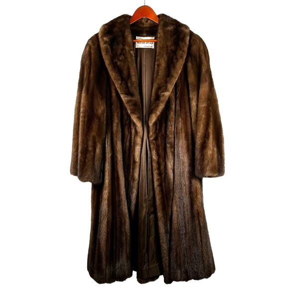Furs by Richard Donald Jackets & Blazers - Vintage Furs Medium Brown Open Fur Overcoat by Richard Donald Womens Long Trench
